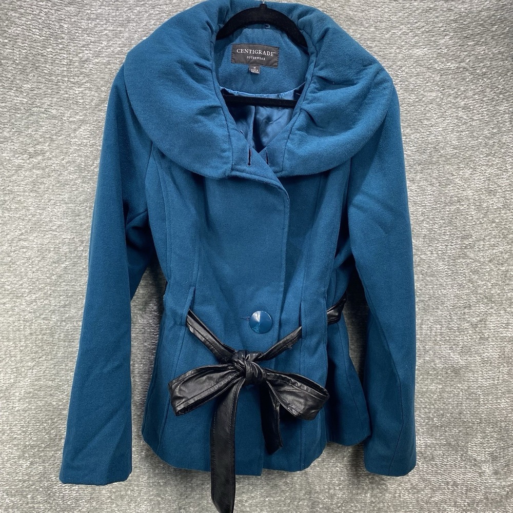 Centigrade Womens‎ Teal Pea oat Size Medium Wide Collar Faux Leather Belt